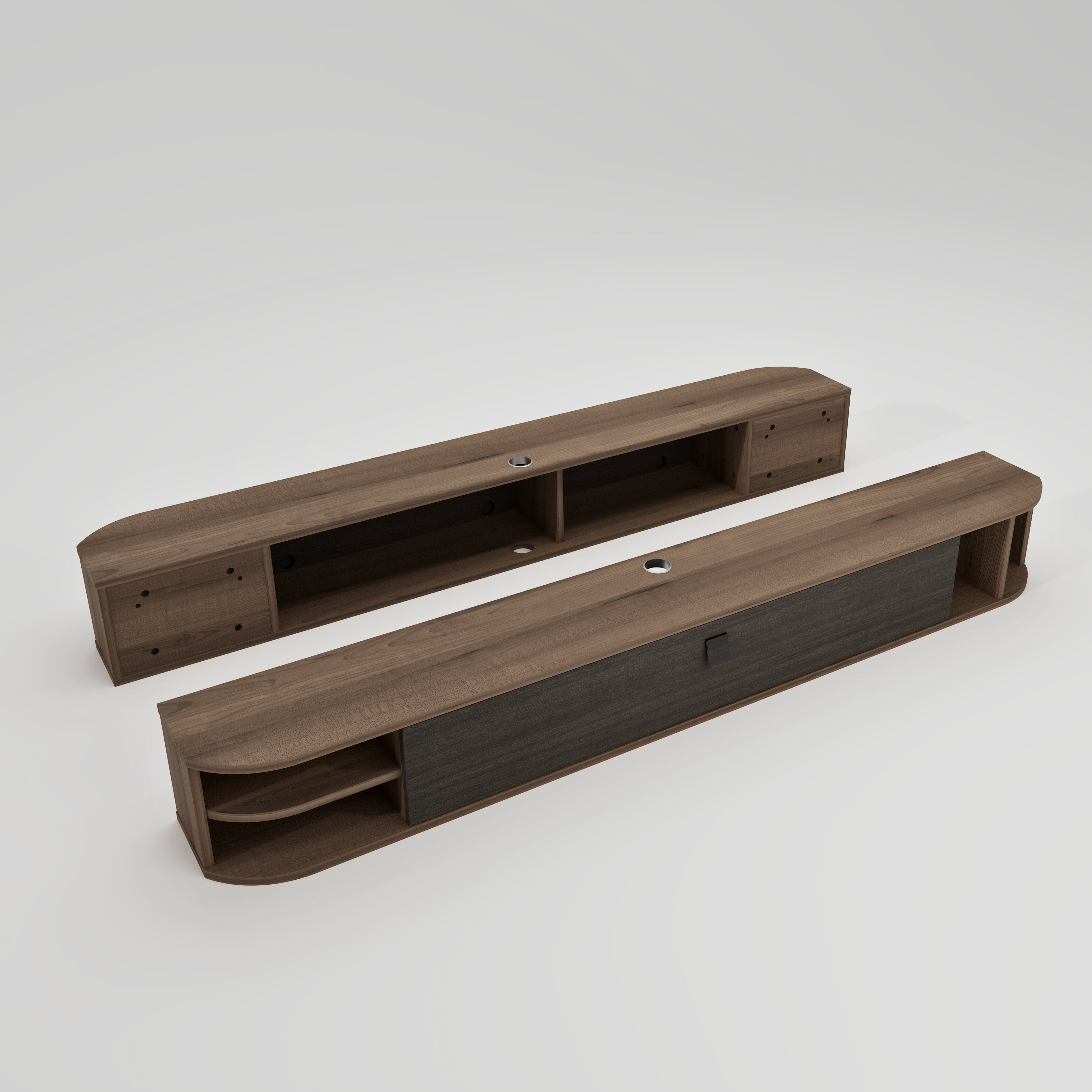 70" Modestia Floating TV Stand, Walnut