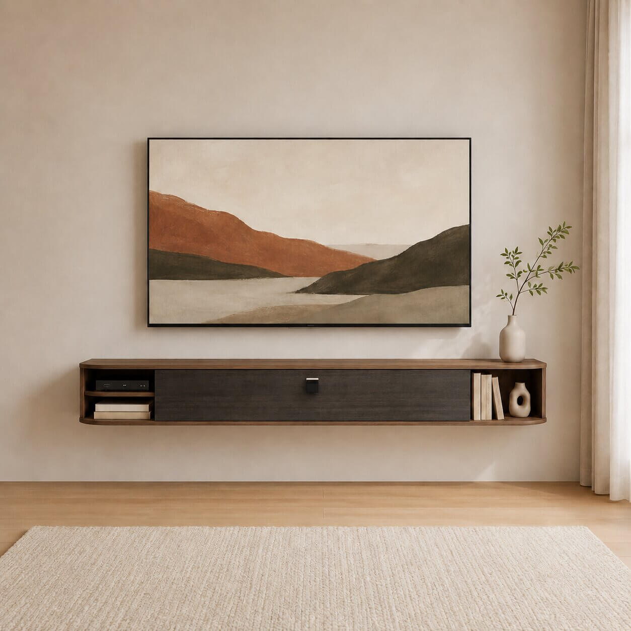 70" Modestia Floating TV Stand, Walnut