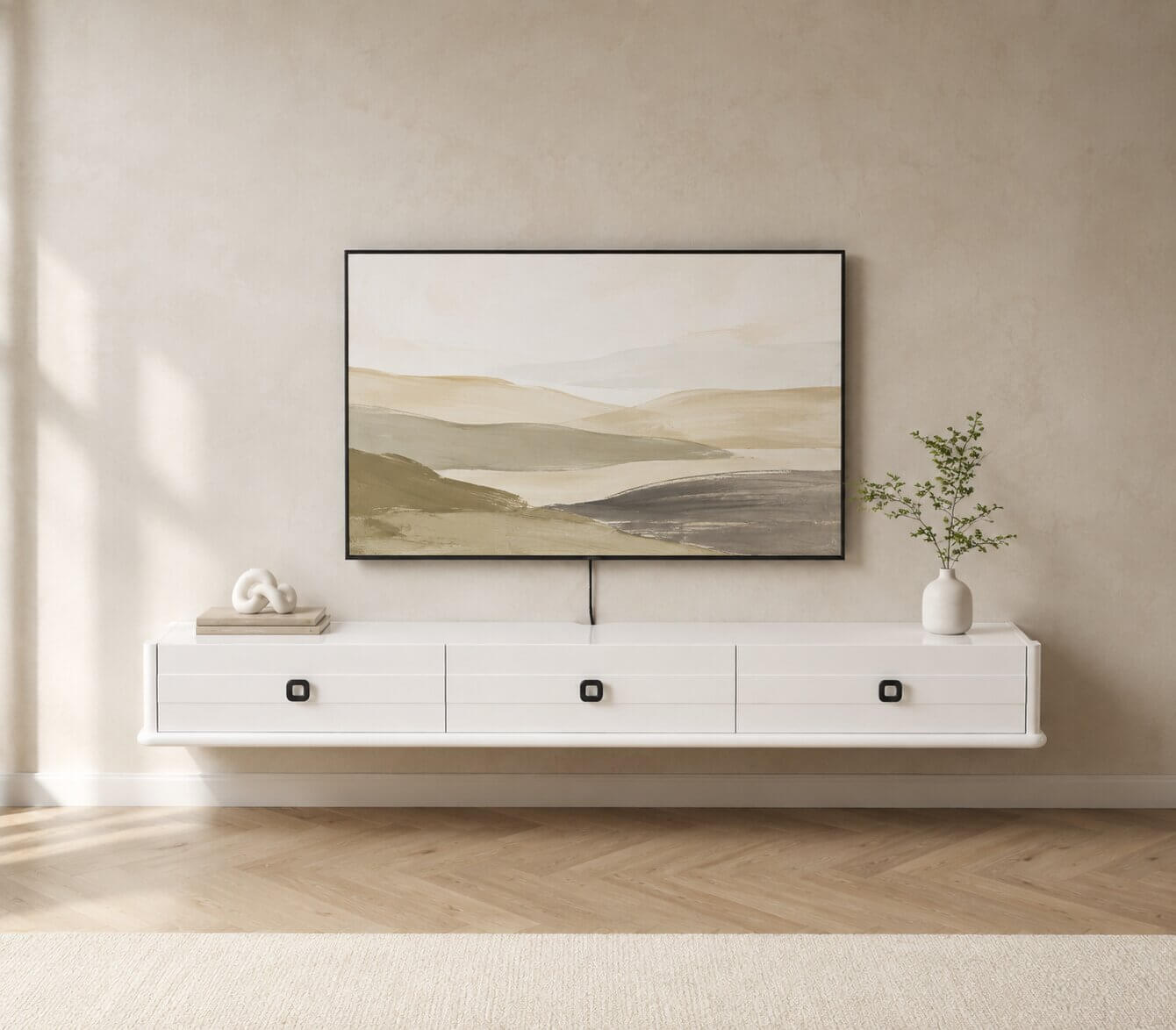 74.88″ Polara Glossy White Floating TV Stand