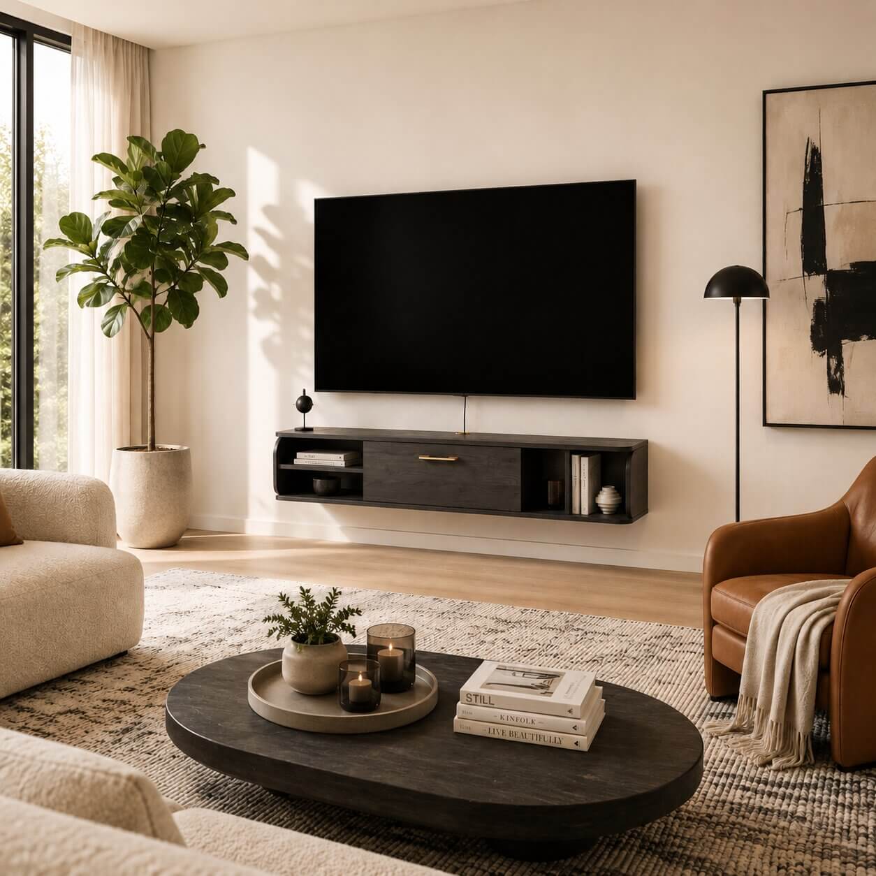 58" Prima Floating TV Stand, Rustic Grey (Backorder)