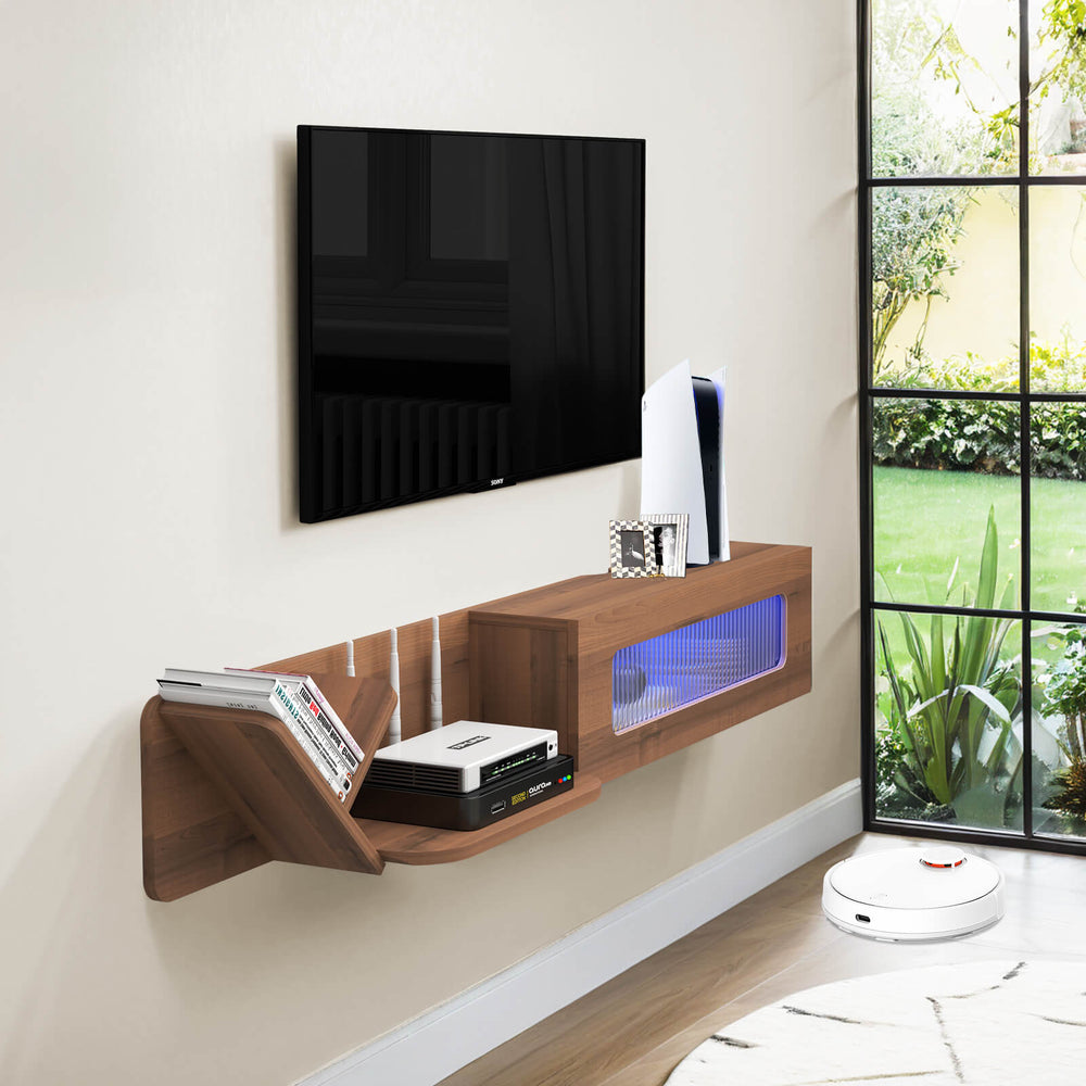 Floating Sreen Custom Asymetrix Floating TV Stand