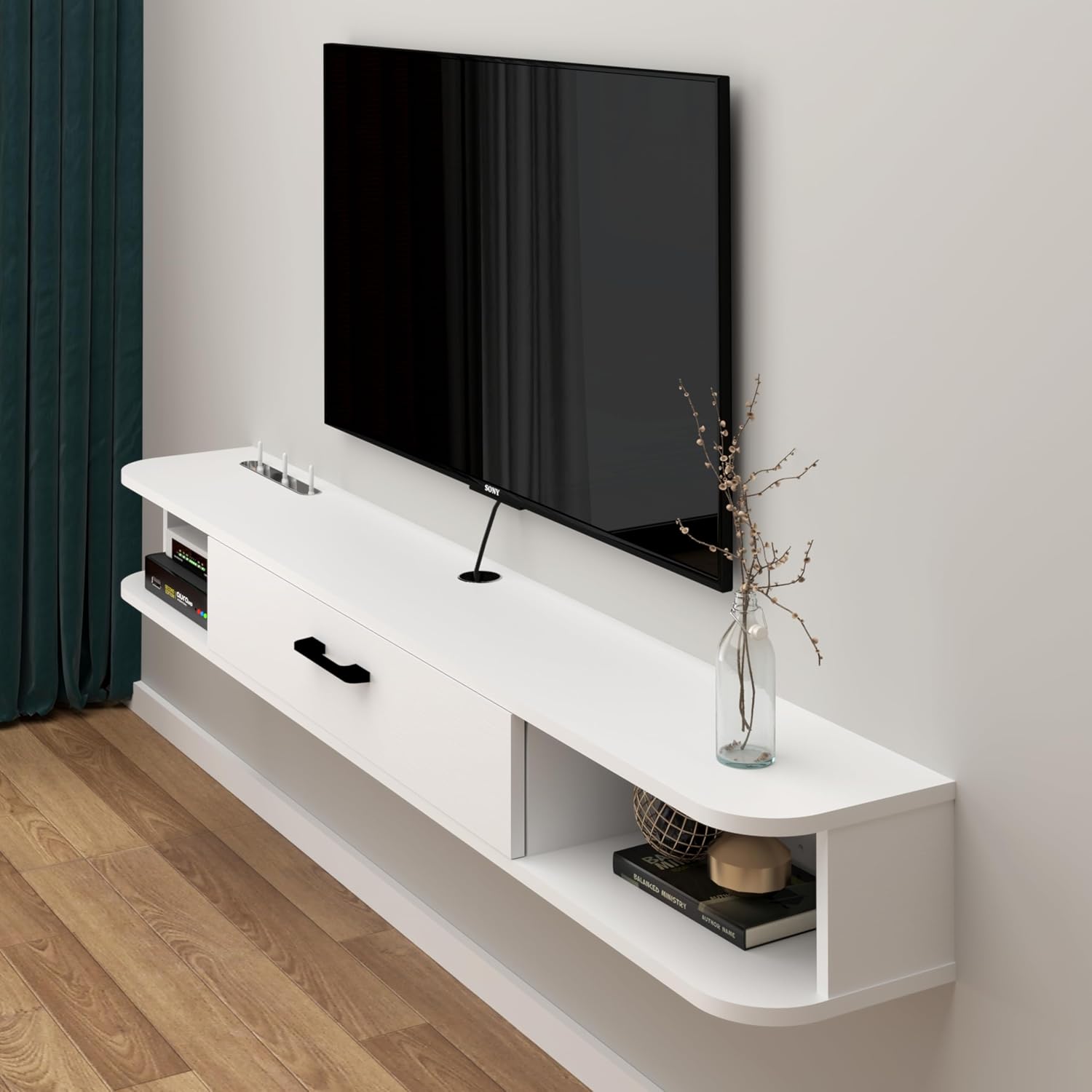 55.11" Pureza Floating TV Stand, White