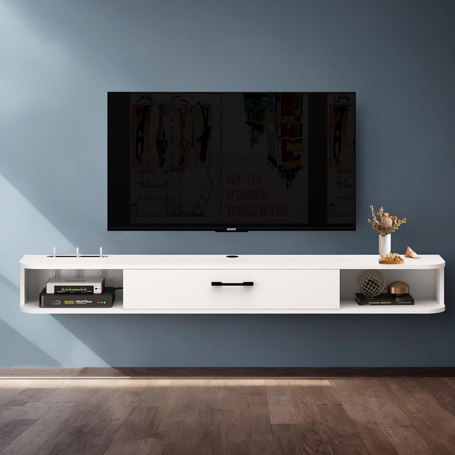 70.86" Pureza Floating TV Stand, White