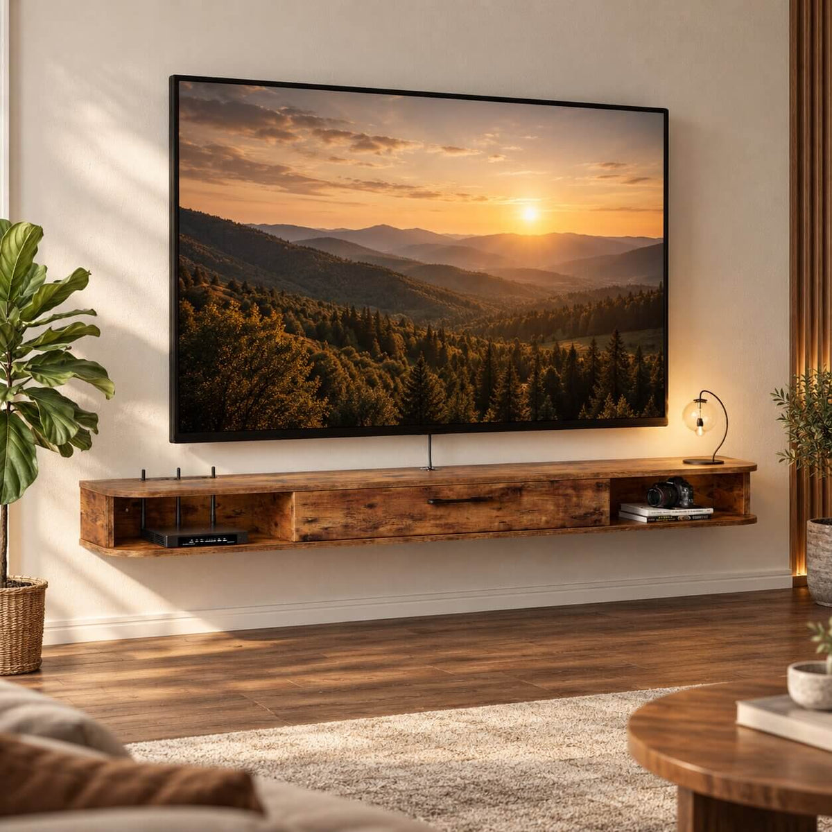 70" Pureza Rustic Brown Floating TV Stand