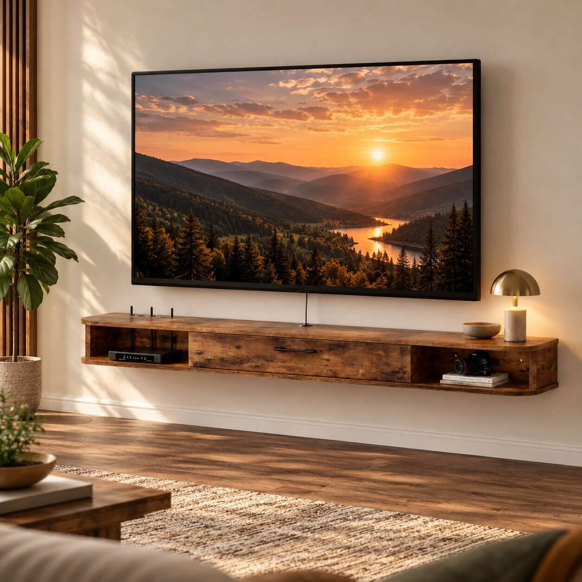 70" Pureza Rustic Brown Floating TV Stand