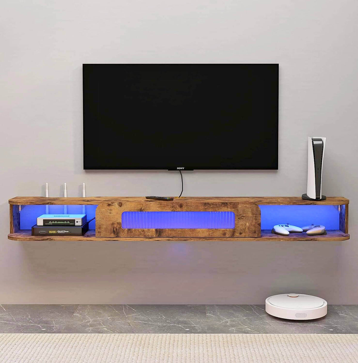 Modern Wood Floating TV stand Shelves, Wall Desks - Floativa Furniture