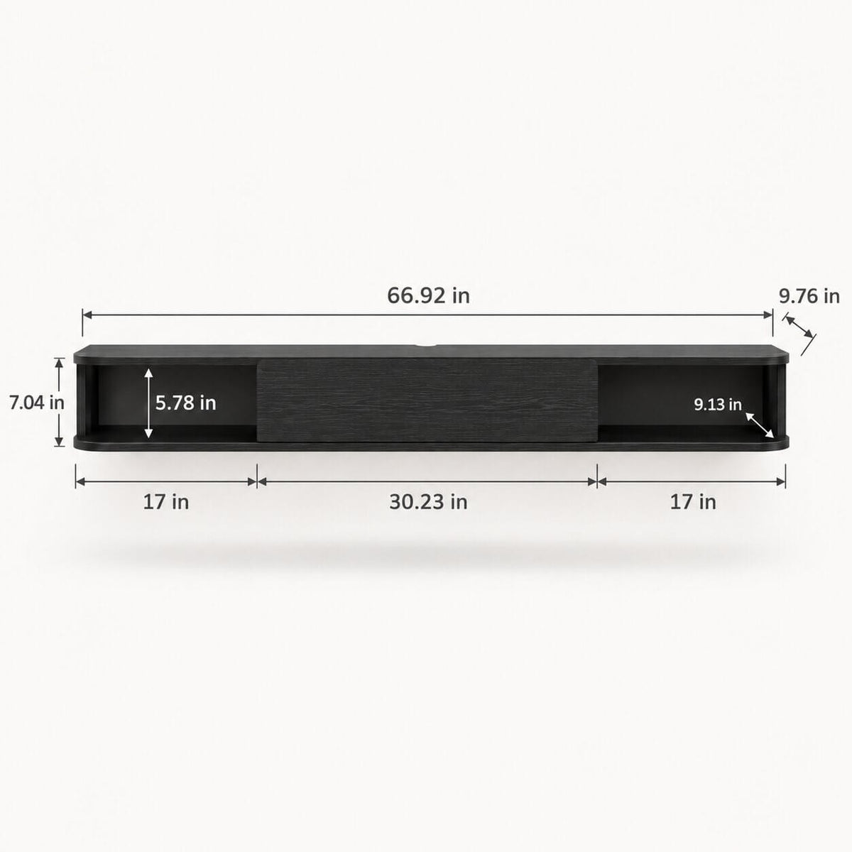 66.9" Solel Drawer Floating TV Stand, Black