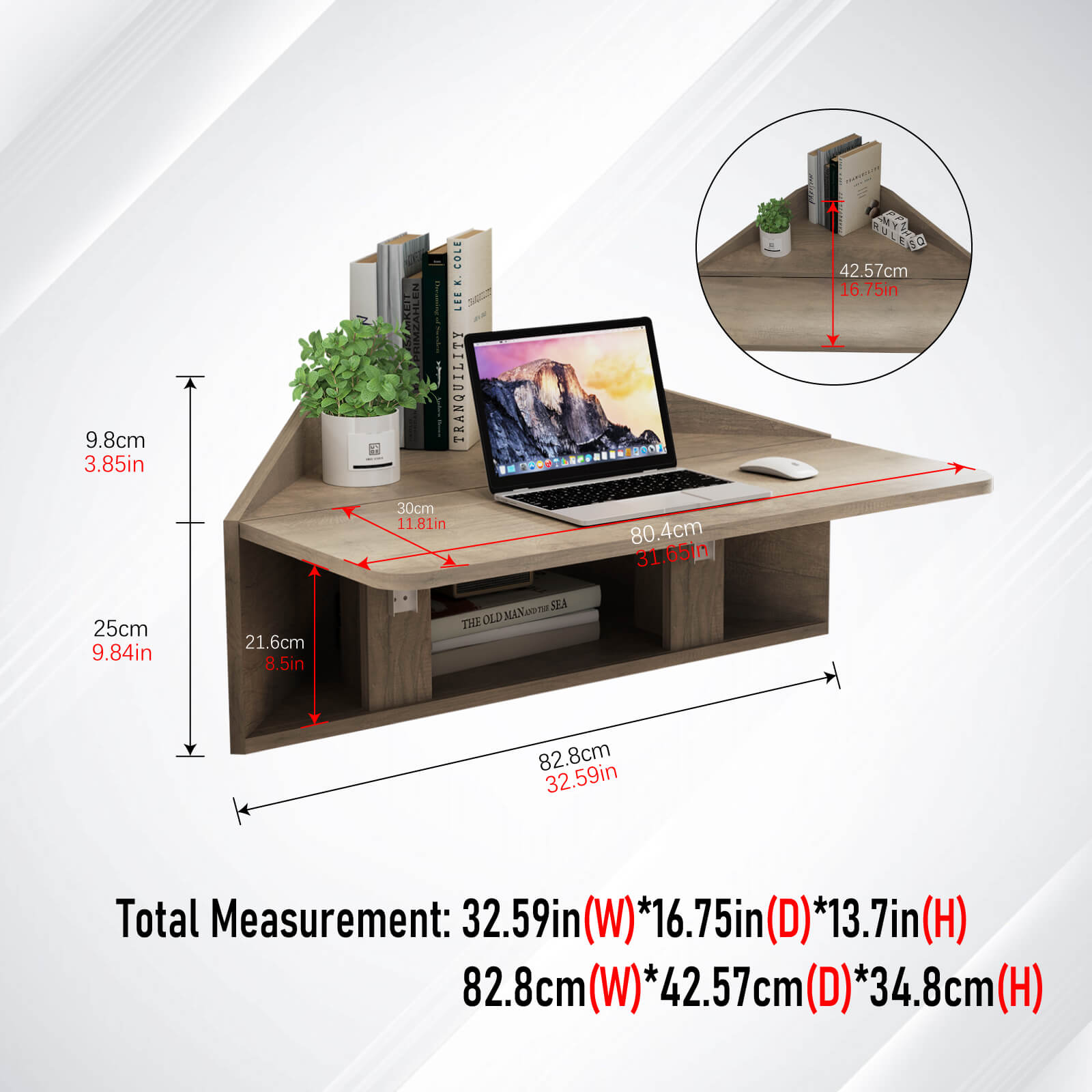 Wall Mounted Fold Down Corner Desk