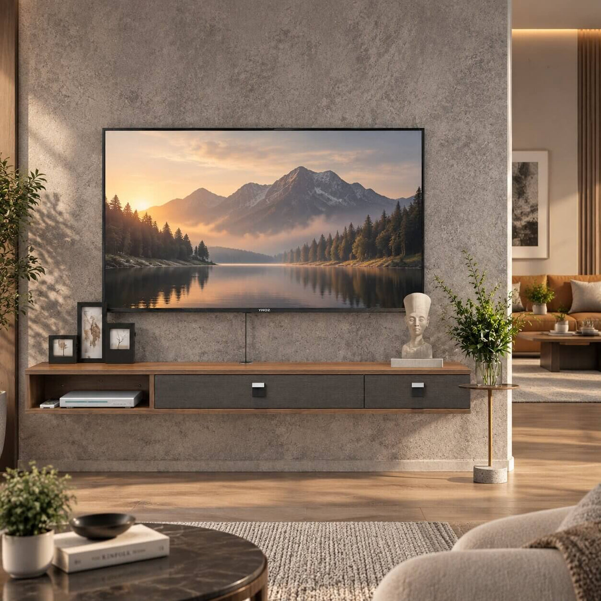 55" Dueta Floating TV Stand, Walnut （Backorder）