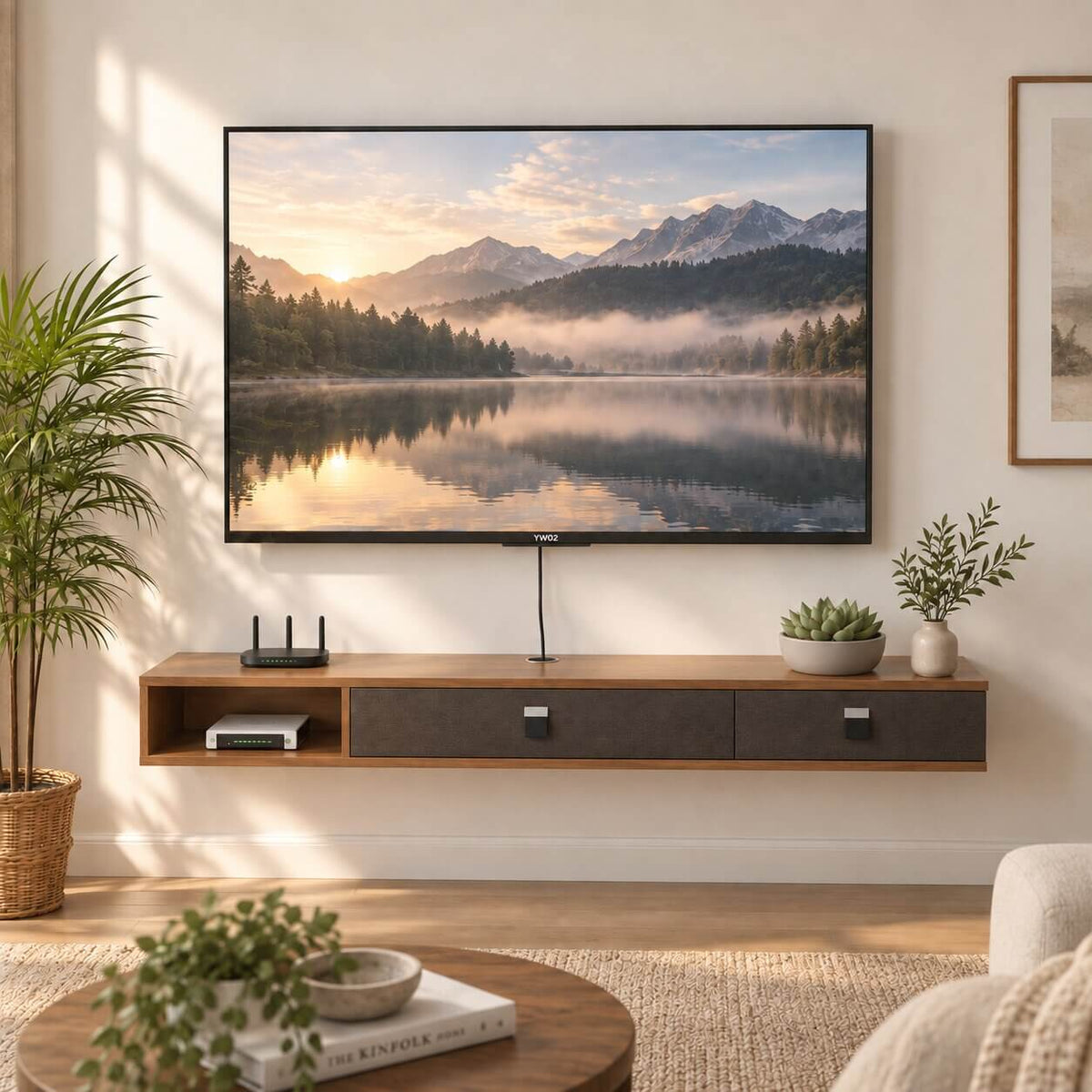 55" Dueta Floating TV Stand, Walnut （Backorder）