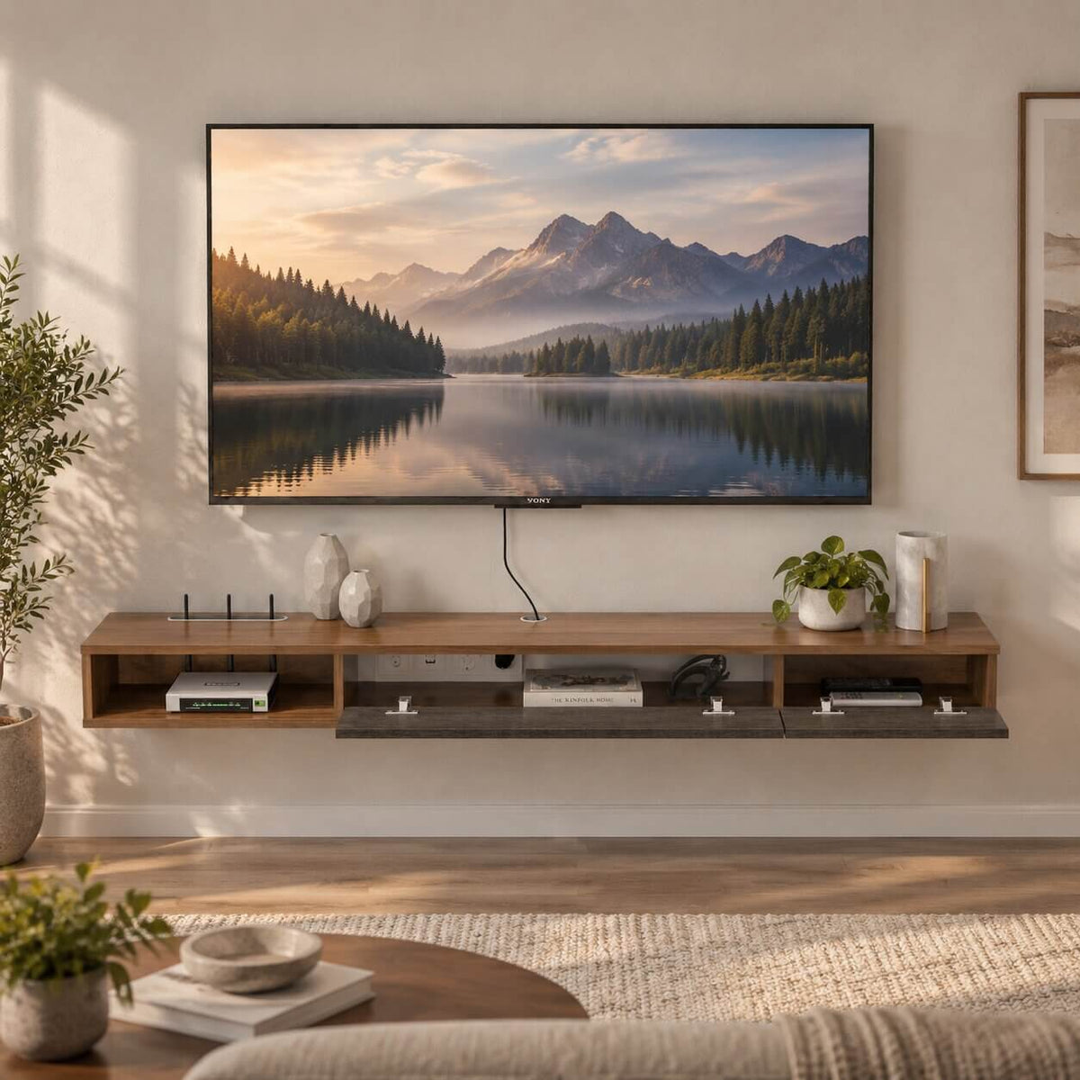 47" Dueta Floating TV Stand, Walnut