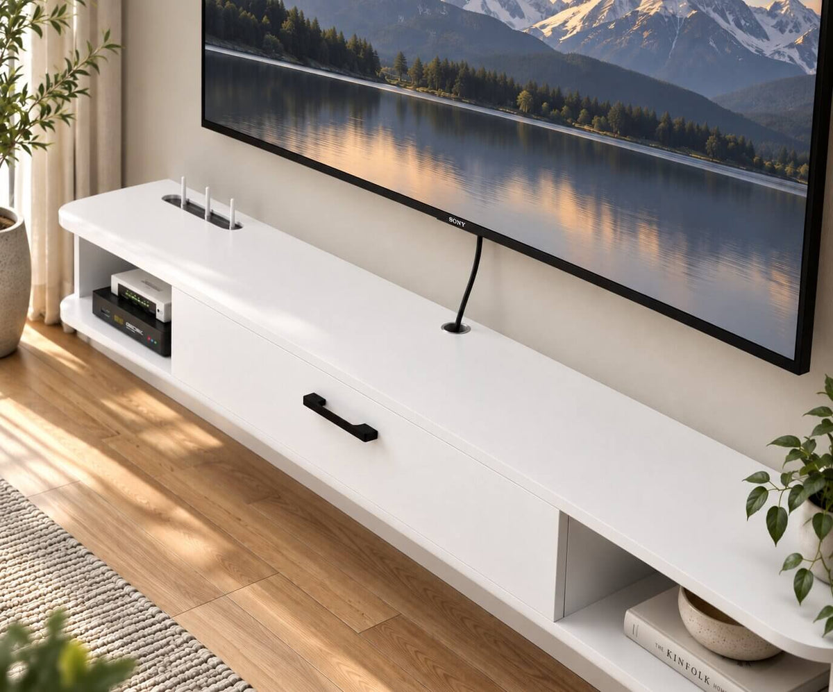 55.11" Pureza Floating TV Stand, White