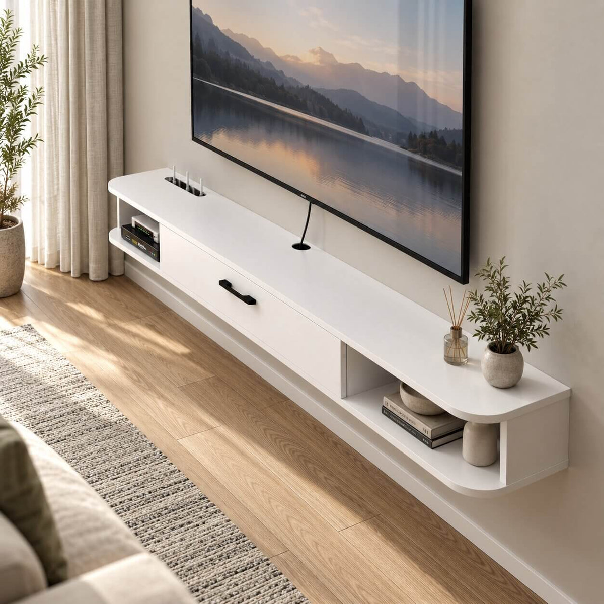 55.11" Pureza Floating TV Stand, White