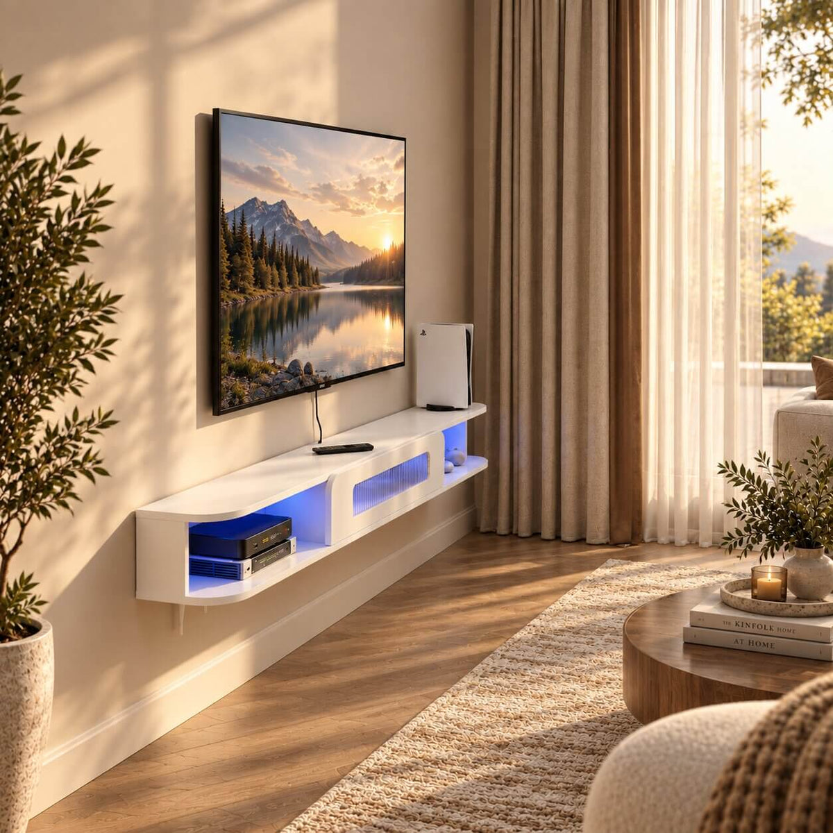 70" Eclaire Floating TV Stand, White