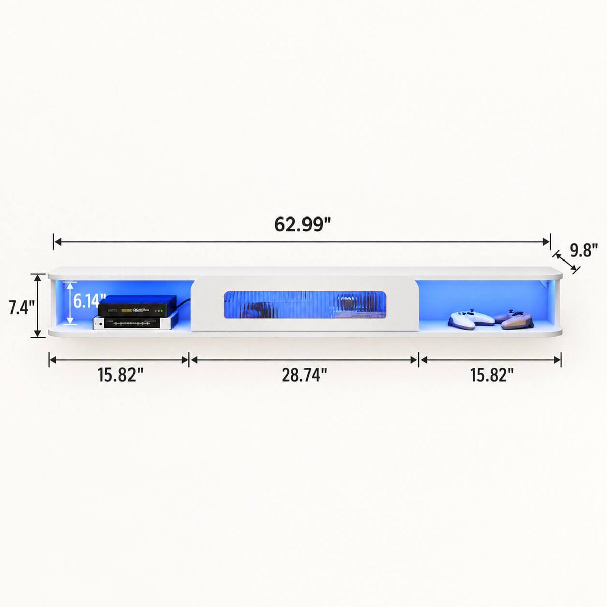 63" Eclaire Floating TV Stand, White