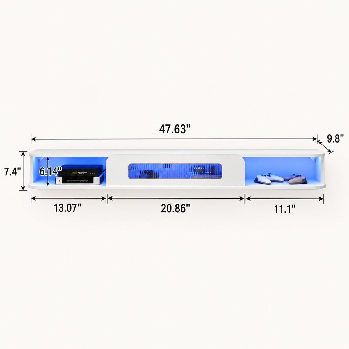 47" Eclaire Floating TV Stand, White