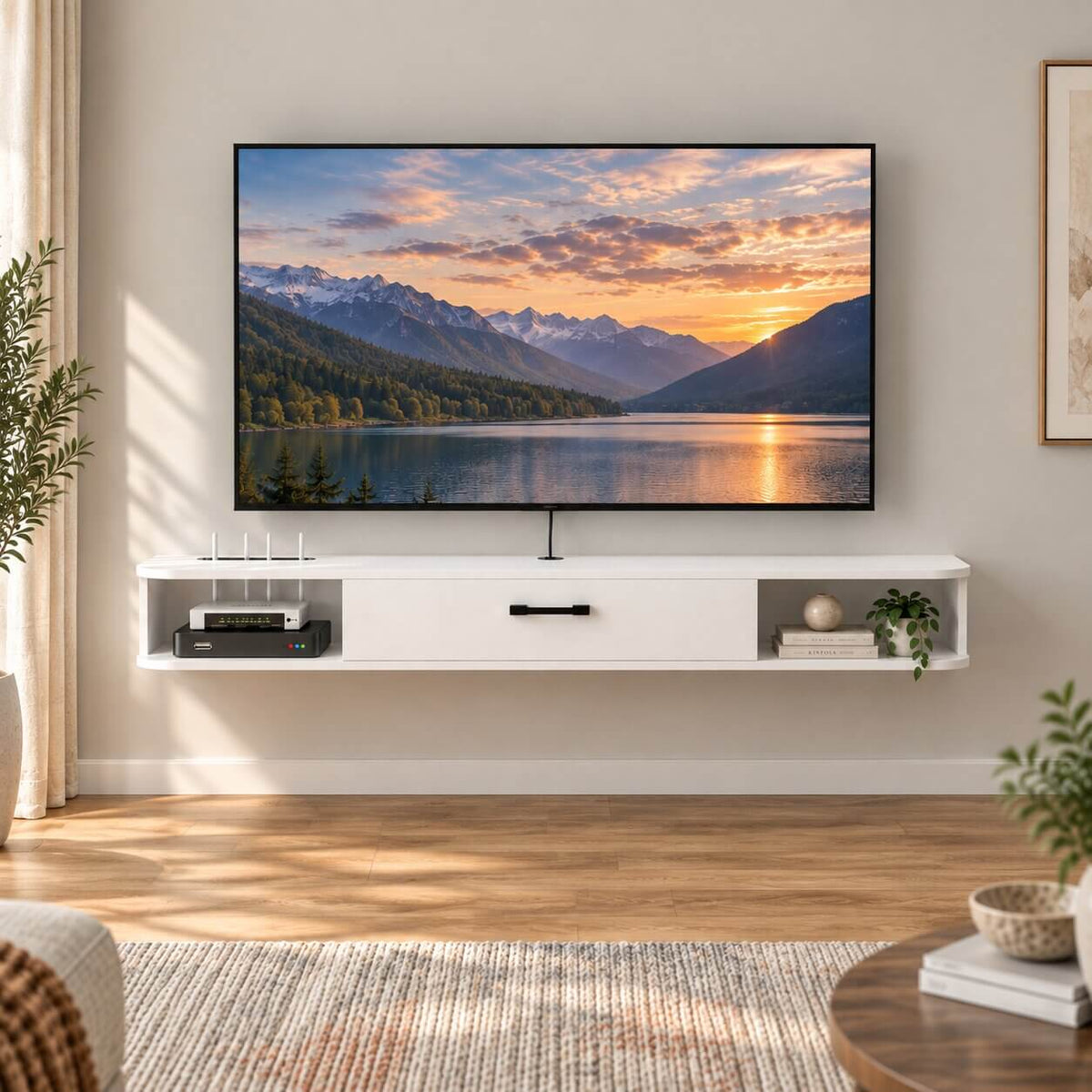 47" Pureza Floating TV Stand, White (Backorder)