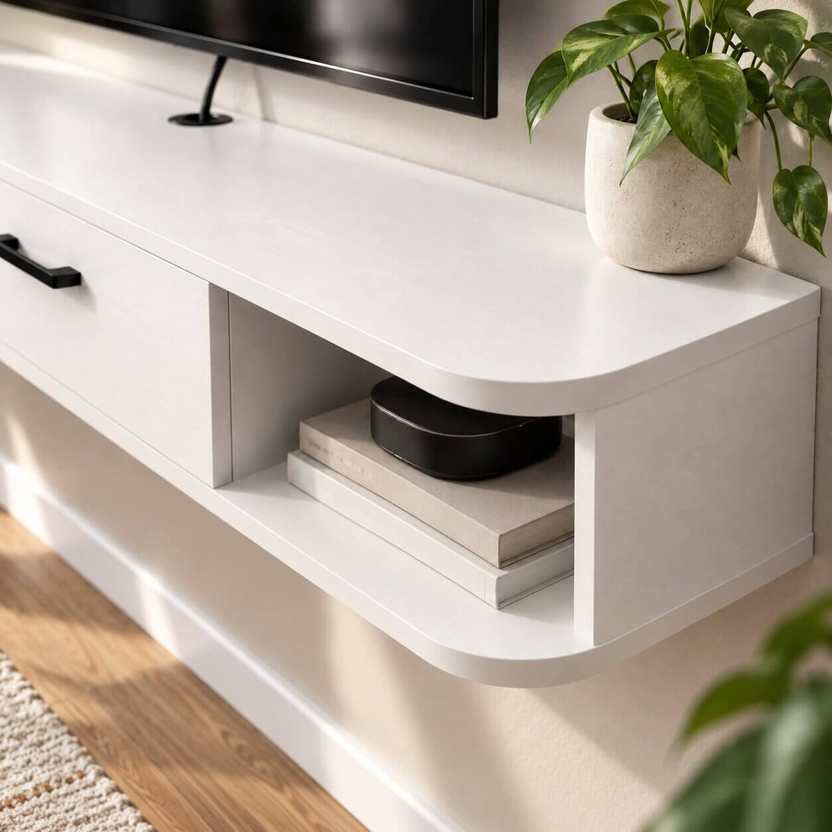 55.11" Pureza Floating TV Stand, White